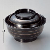 若泉漆器 美里丼　黒金ライン  W-7-57 1個（ご注文単位1個）【直送品】