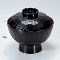 若泉漆器 亀甲丼椀　黒内朱 中 W-7-61 1個（ご注文単位1個）【直送品】