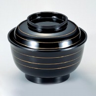 若泉漆器 4.5寸美里飯器　黒金ライン内黒塗  W-7-84 1個（ご注文単位1個）【直送品】