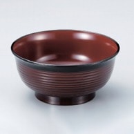 若泉漆器 5.3寸美里千筋丼椀　二色溜内吟朱  W-9-5 1個（ご注文単位1個）【直送品】