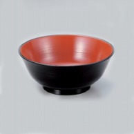 若泉漆器 6寸刷毛目羽反丼　黒内朱  W-9-10 1個（ご注文単位1個）【直送品】