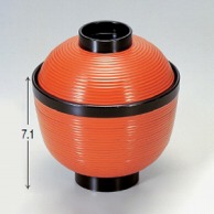 若泉漆器 ちょうちん小吸椀　朱帯黒  1-154-1 1個（ご注文単位1個）【直送品】