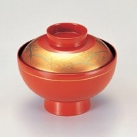 若泉漆器 御殿吸椀　朱金帯稲穂  1-173-11 1個（ご注文単位1個）【直送品】