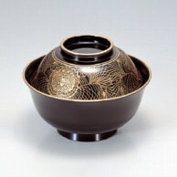 若泉漆器 4寸羽反吸椀　黒金蘭S・H塗  1-175-12 1個（ご注文単位1個）【直送品】