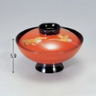 若泉漆器 4.5寸小槌吸椀　朱つば黒三羽鶴S・H塗  1-177-9 1個（ご注文単位1個）【直送品】