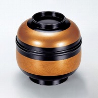 若泉漆器 鈴型小吸椀　黒帯金松葉  1-180-13 1個（ご注文単位1個）【直送品】