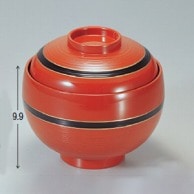 若泉漆器 卵型丼椀　朱に帯黒  1-218-7 1個（ご注文単位1個）【直送品】