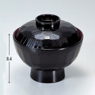 若泉漆器 亀甲丼椀　黒内朱 中 1-219-1 1個（ご注文単位1個）【直送品】