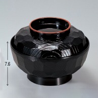 若泉漆器 5寸亀甲丼　黒天朱  1-219-7 1個（ご注文単位1個）【直送品】