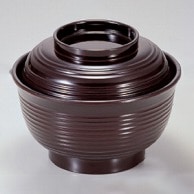 若泉漆器 美里千筋飯器　溜内黒塗  1-220-10 1個（ご注文単位1個）【直送品】