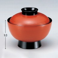 若泉漆器 5.2寸小丸刷毛目椀　朱つば黒  W-11-18 1個（ご注文単位1個）【直送品】