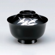 若泉漆器 富士羽反椀　黒群れ鶴S・H塗  W-10-84 1個（ご注文単位1個）【直送品】