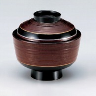 若泉漆器 3.6寸千筋ケヤキ天竜寺吸椀　溜春慶金銀ライン  W-10-87 1個（ご注文単位1個）【直送品】