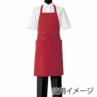 セブンユニフォーム 胸当エプロン　男女兼用 フリーサイズ　レッド CT2534-2　1枚（ご注文単位1枚）【直送品】