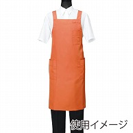 セブンユニフォーム 胸当てエプロン　男女兼用 M　オレンジ CT2566-3　1枚（ご注文単位1枚）【直送品】