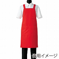 セブンユニフォーム 胸当エプロン　男女兼用 L　レッド CT2577-0　1枚（ご注文単位1枚）【直送品】