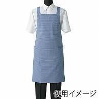 セブンユニフォーム 胸当エプロン　男女兼用 L　ホワイト×ブルー CT2572-1　1枚（ご注文単位1枚）【直送品】