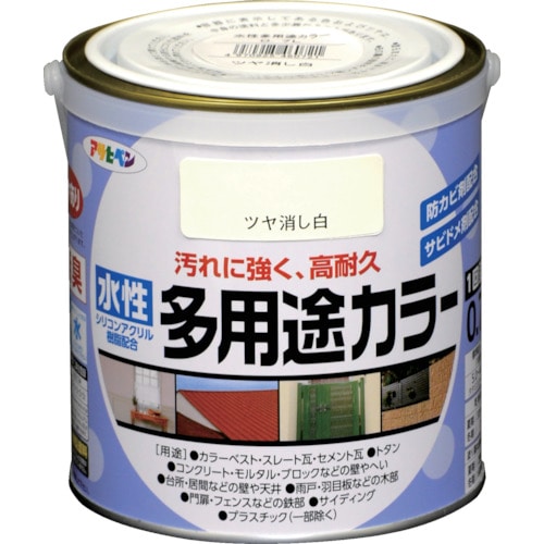 トラスコ中山 アサヒペン 水性多用途カラー 0.7L ツヤ消し白（ご注文単位1缶）【直送品】