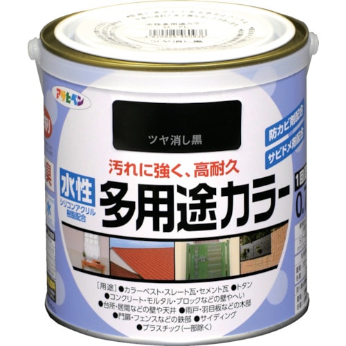 トラスコ中山 アサヒペン 水性多用途カラー 0.7L ツヤ消し黒（ご注文単位1缶）【直送品】