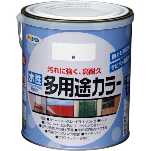 トラスコ中山 アサヒペン 水性多用途カラー 1.6L 白（ご注文単位1缶）【直送品】