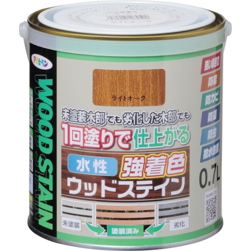 トラスコ中山 アサヒペン 水性強着色ウッドステイン 0.7L ライトオーク（ご注文単位1缶）【直送品】