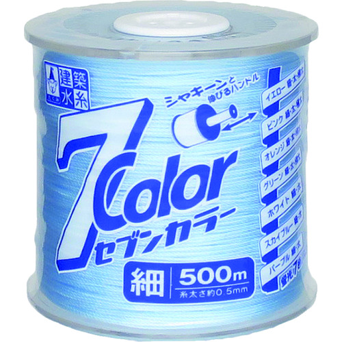 トラスコ中山 たくみ 7COLOR 細 スカイブルー 500M（ご注文単位1巻）【直送品】