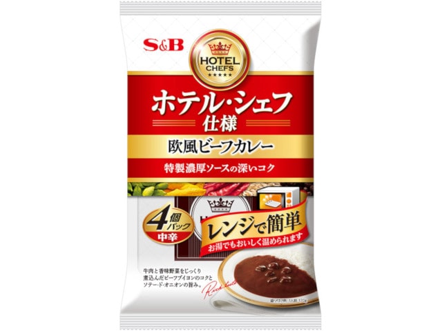 S＆Bホテルシェフ仕様欧風ビーフカレー中辛170g4袋 ※軽（ご注文単位8個）【直送品】