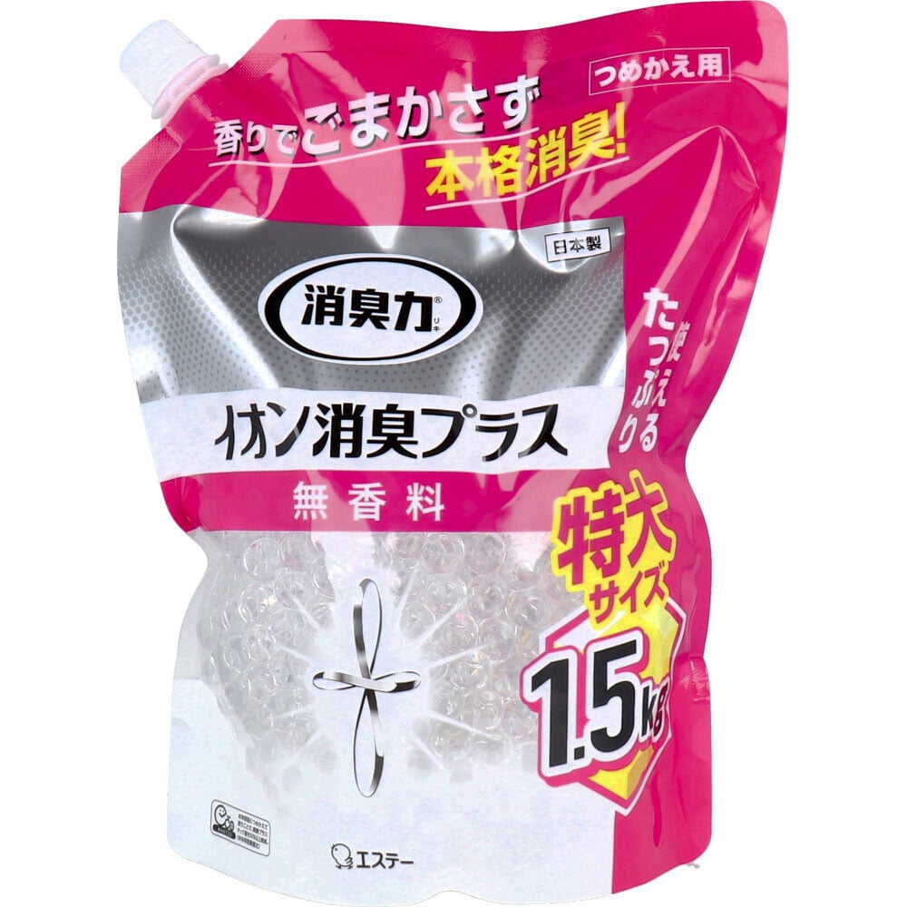 エステー　消臭力 クリアビーズ イオン消臭プラス 特大 無香料 詰替用 1.5kg　1個（ご注文単位1個）【直送品】