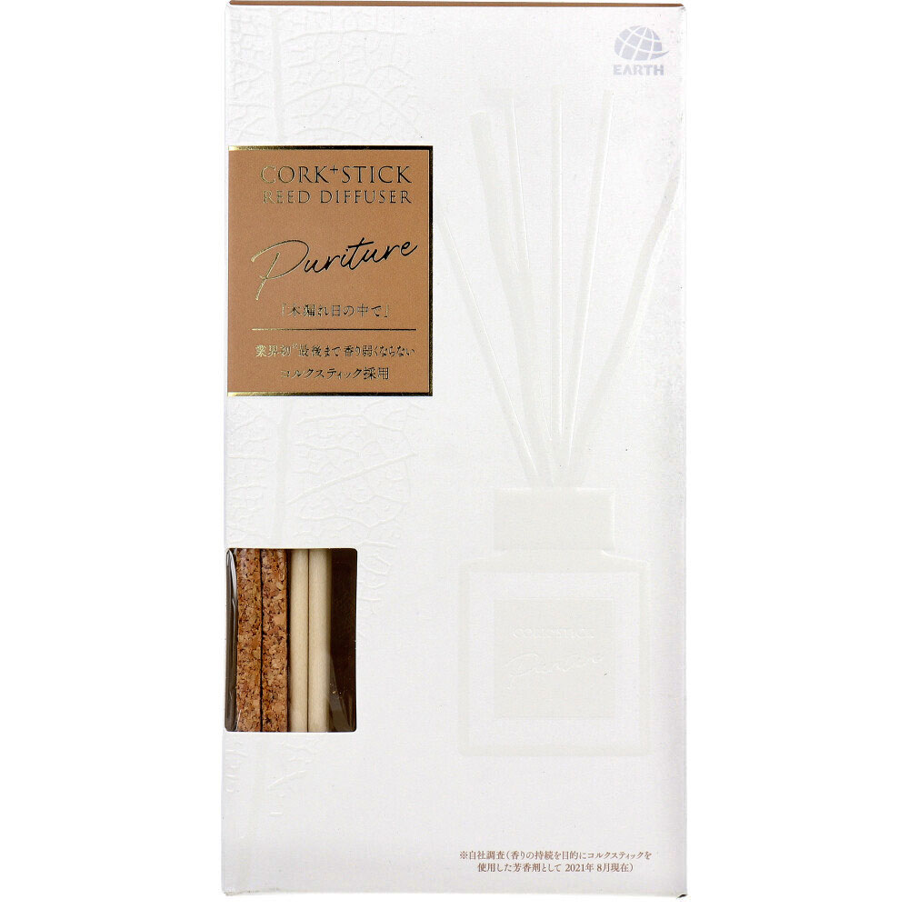 アース製薬　Sukki-ri！ CORK+STICK REED DIFFUSER Puriture 木漏れ日の中で 100mL　1セット（ご注文単位1セット）【直送品】