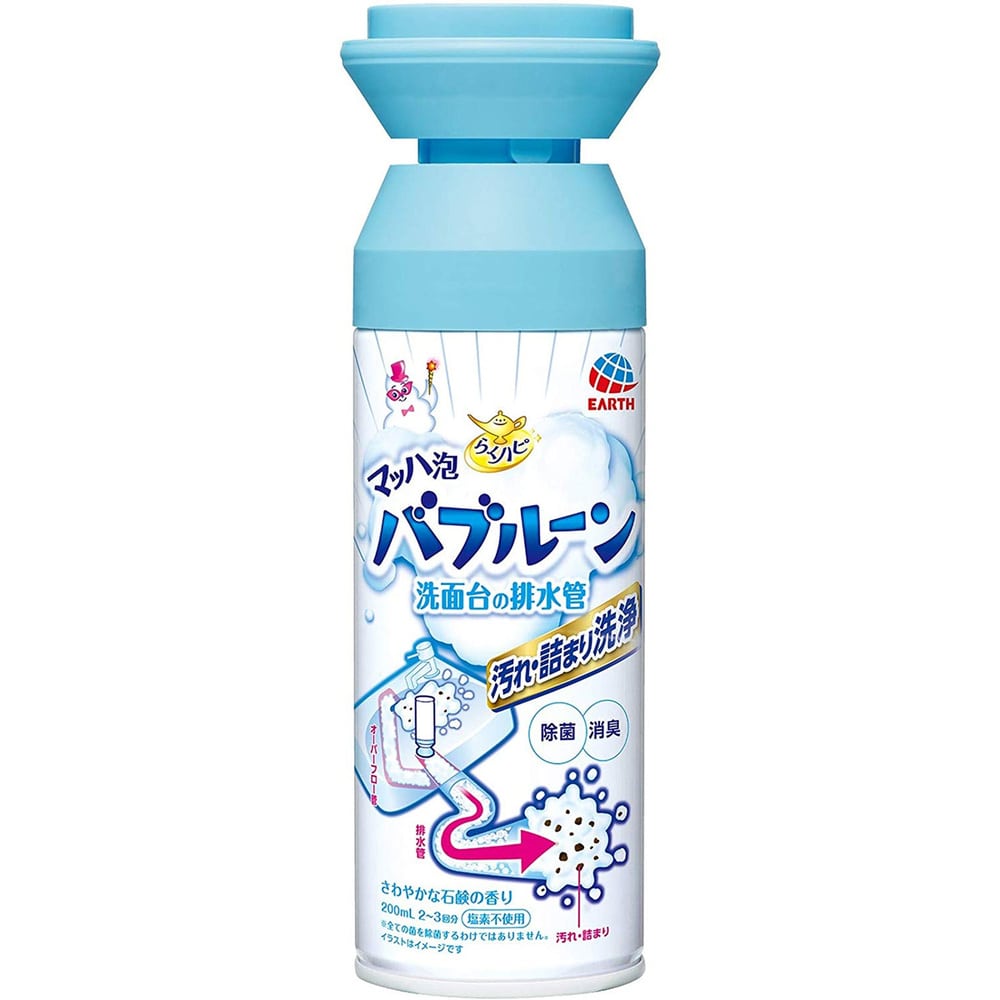 アース製薬　らくハピ マッハ泡バブルーン 洗面台の排水管 さわやかな石鹸の香り 200mL　1個（ご注文単位1個）【直送品】