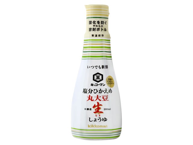 キッコーマン塩分ひかえめ丸大豆生しょうゆ200ml※軽（ご注文単位6個）【直送品】