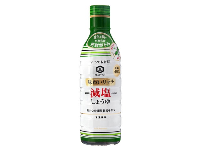 キッコーマン味わいリッチ減塩しょうゆ450ml※軽（ご注文単位6個）【直送品】