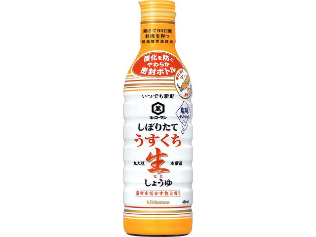 キッコーマンしぼりたてうすくち生しょうゆ450ml※軽（ご注文単位12個）【直送品】