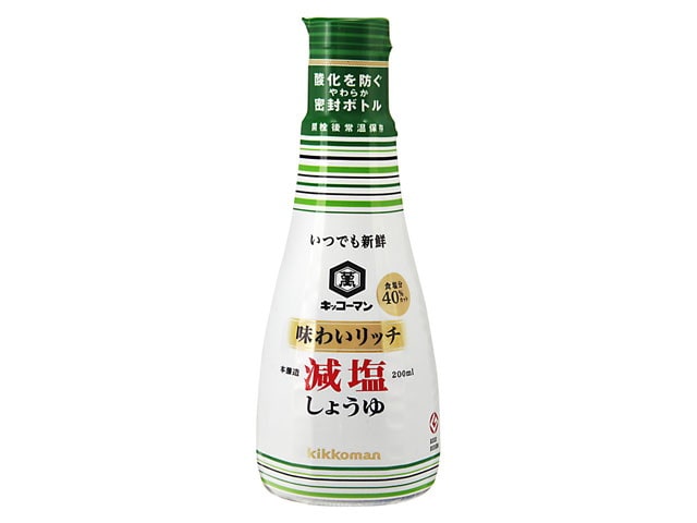 キッコーマン味わいリッチ減塩しょうゆ200ml※軽（ご注文単位12個）【直送品】