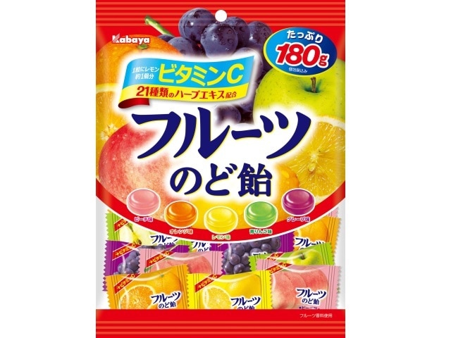 カバヤフルーツのど飴180g※軽（ご注文単位10個）【直送品】