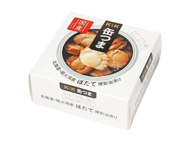 K＆K缶つま北海道・噴火湾産ほたて燻製油漬け55g※軽（ご注文単位6個）【直送品】