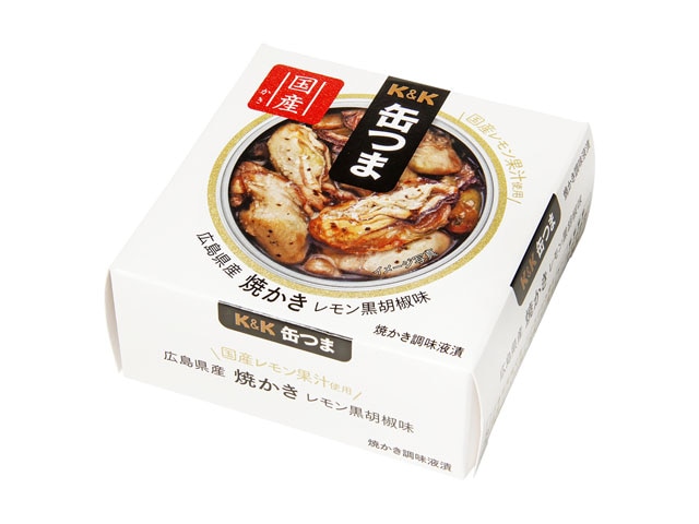 K＆K缶つま広島県産焼かきレモン黒胡椒味70g※軽（ご注文単位6個）【直送品】