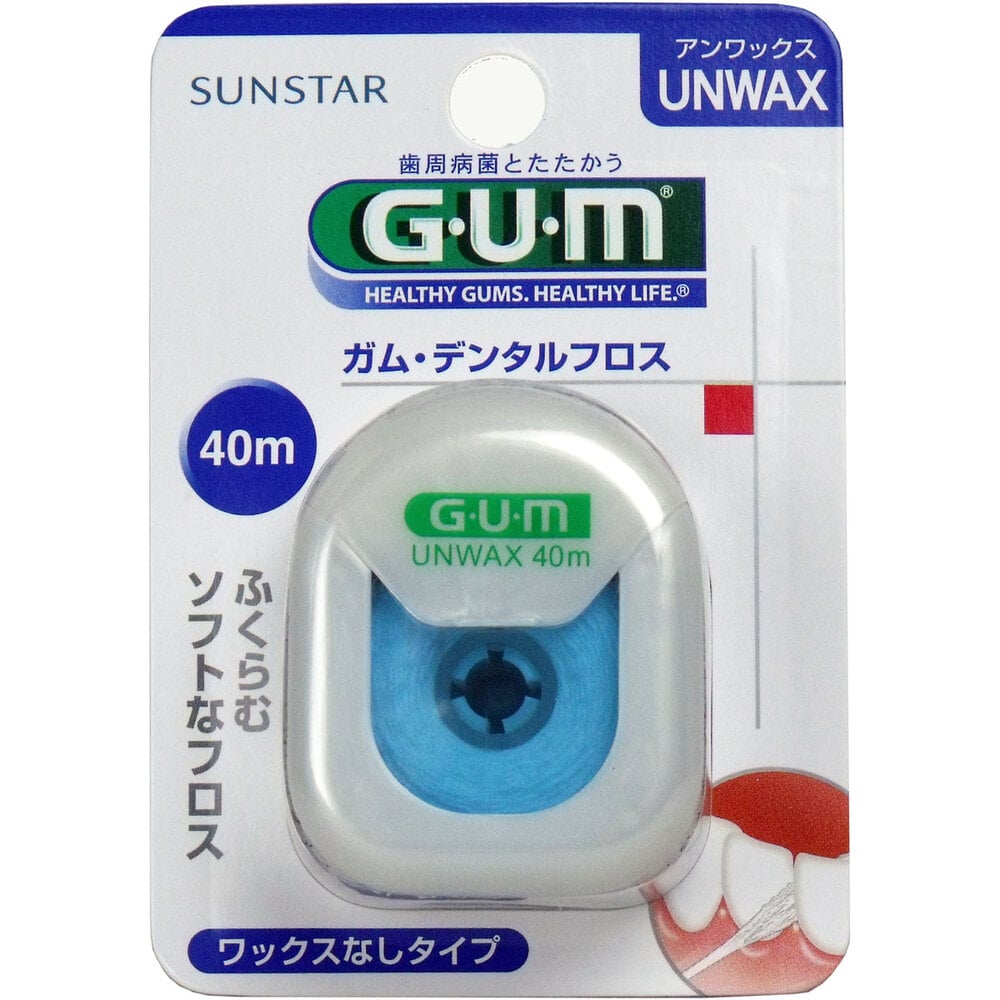 サンスター　GUM ガム・デンタルフロス アンワックス 40m　1個（ご注文単位1個）【直送品】