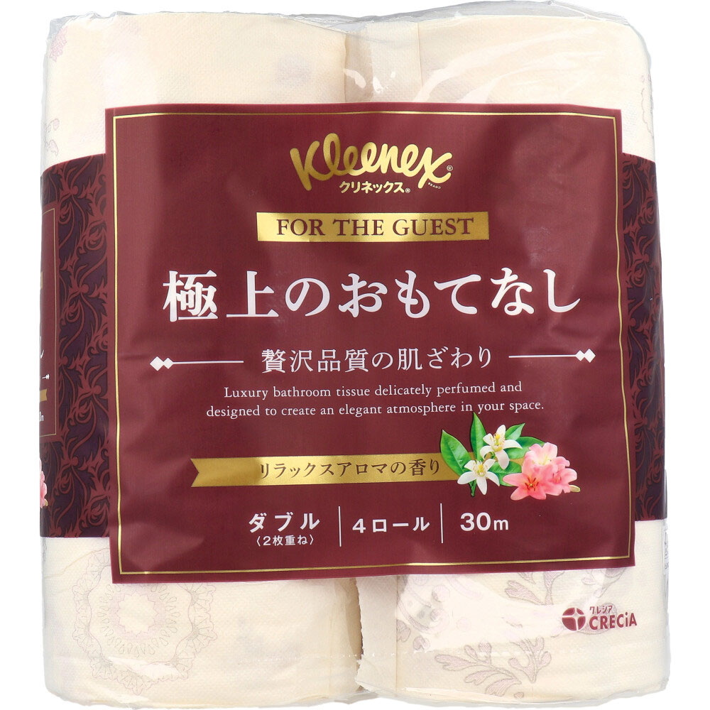 日本製紙クレシア　クリネックス 極上のおもてなし トイレットペーパー ダブル 30m 4ロール　1パック（ご注文単位1パック）【直送品】