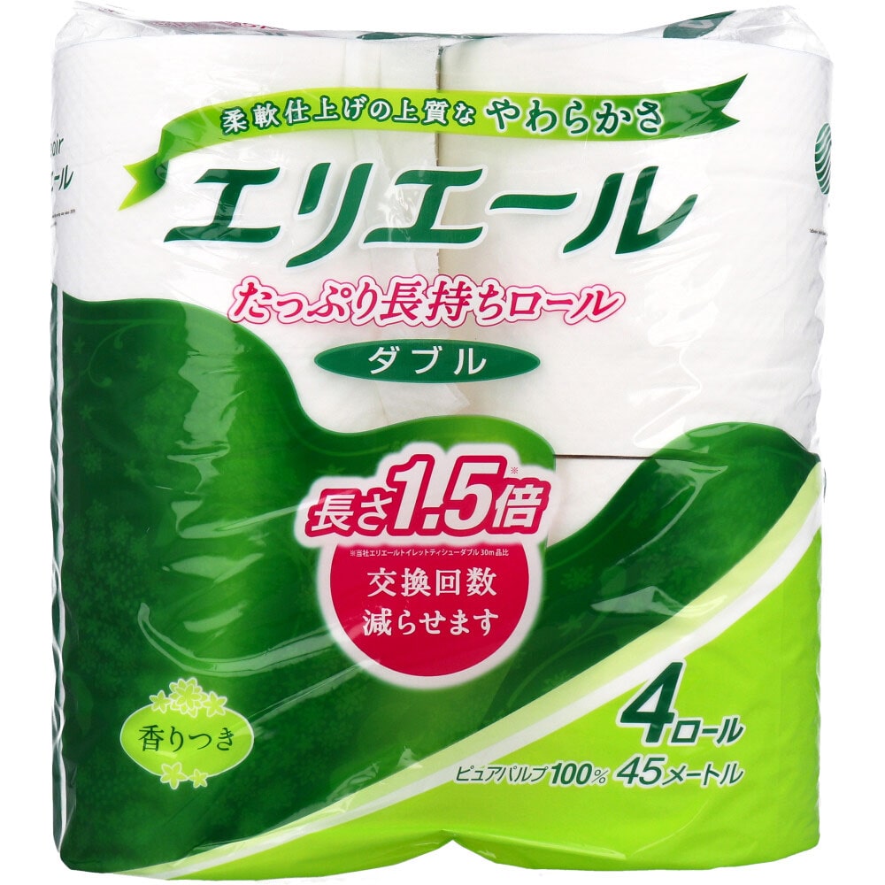 大王製紙　エリエール トイレットティシュー コンパクト ダブル 45m×4ロール入　1パック（ご注文単位1パック）【直送品】