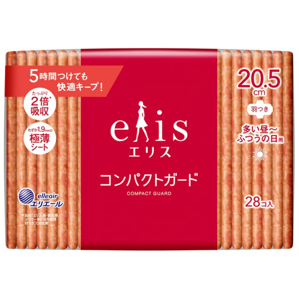 大王製紙　エリス コンパクトガード 多い昼-ふつうの日用 羽つき 20.5cm 28コ入　1パック（ご注文単位1パック）【直送品】