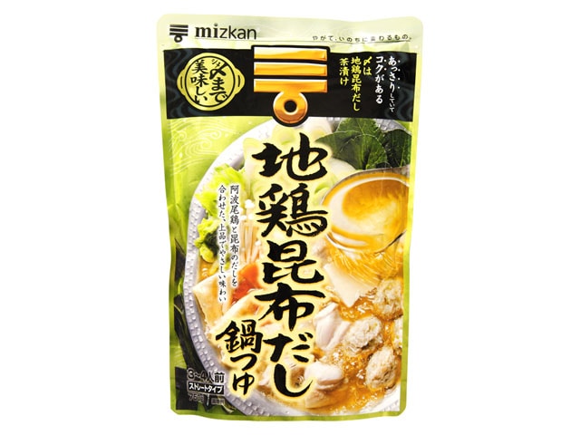 ミツカン〆まで地鶏昆布だし鍋つゆストレート750ml※軽（ご注文単位12個）【直送品】