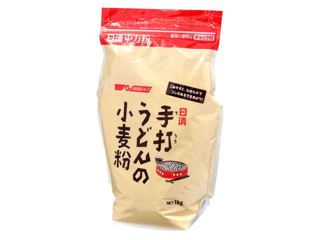 日清フーズ手打ちうどんの小麦粉チャック付1Kg※軽（ご注文単位15個）【直送品】