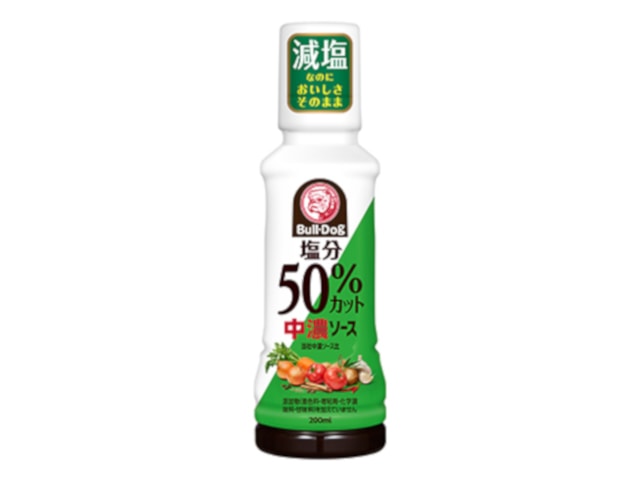 ブルドック塩分50％カット中濃ソース200ml※軽（ご注文単位10個）【直送品】