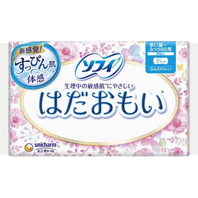 ユニ・チャーム　ソフィ はだおもい 多い日昼-ふつうの日用 羽なし ふんわりタイプ 21cm 32個入　1パック（ご注文単位1パック）【直送品】