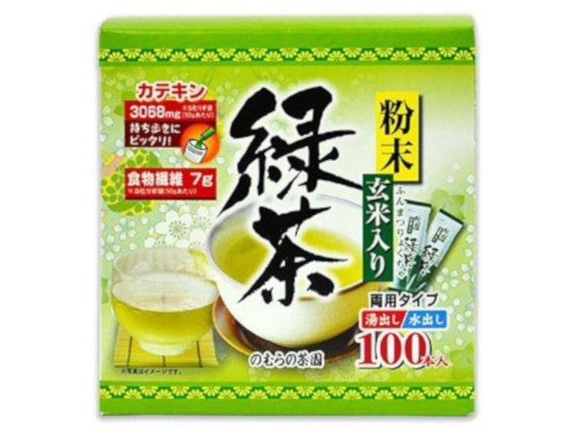 のむらの茶園粉末玄米入り緑茶スティックタイプ100本 ※軽（ご注文単位10個）【直送品】