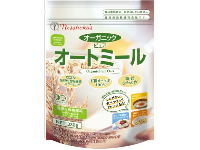 日本食品製造オーガニックピュアオートミール330g※軽（ご注文単位4個）【直送品】