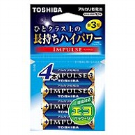 オーム電機 4904530022661 17-2012 東芝 単3形アルカリ乾電池 4本入 IMPULSE（ご注文単位1袋）【直送品】