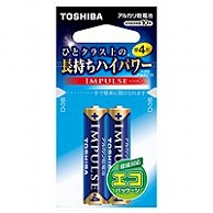 オーム電機 4904530022722 17-2016 東芝 単4形アルカリ乾電池 2本入 IMPULSE（ご注文単位1袋）【直送品】