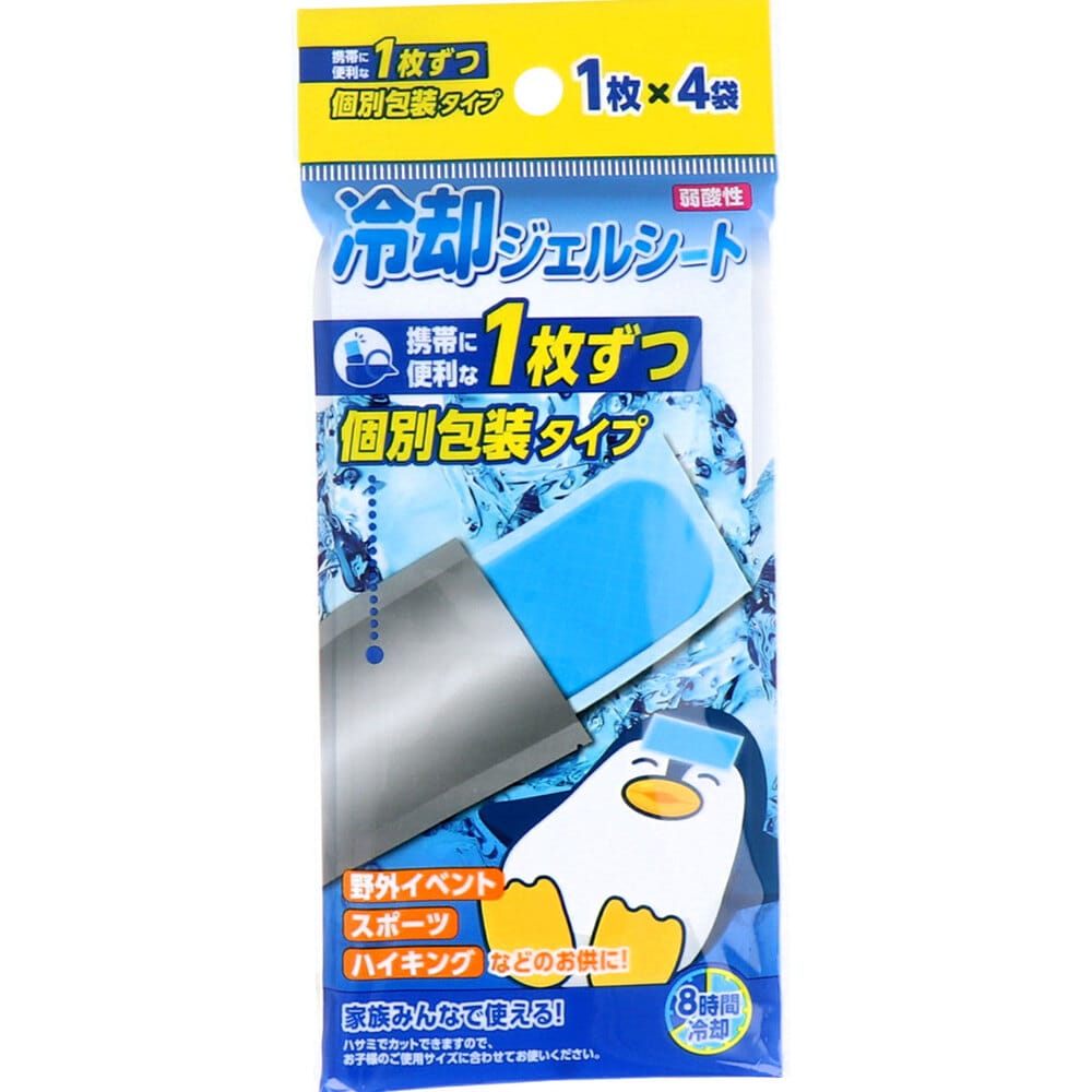 浅井商事　冷却ジェルシート 個別包装タイプ 1枚×4袋入　1パック（ご注文単位1パック）【直送品】